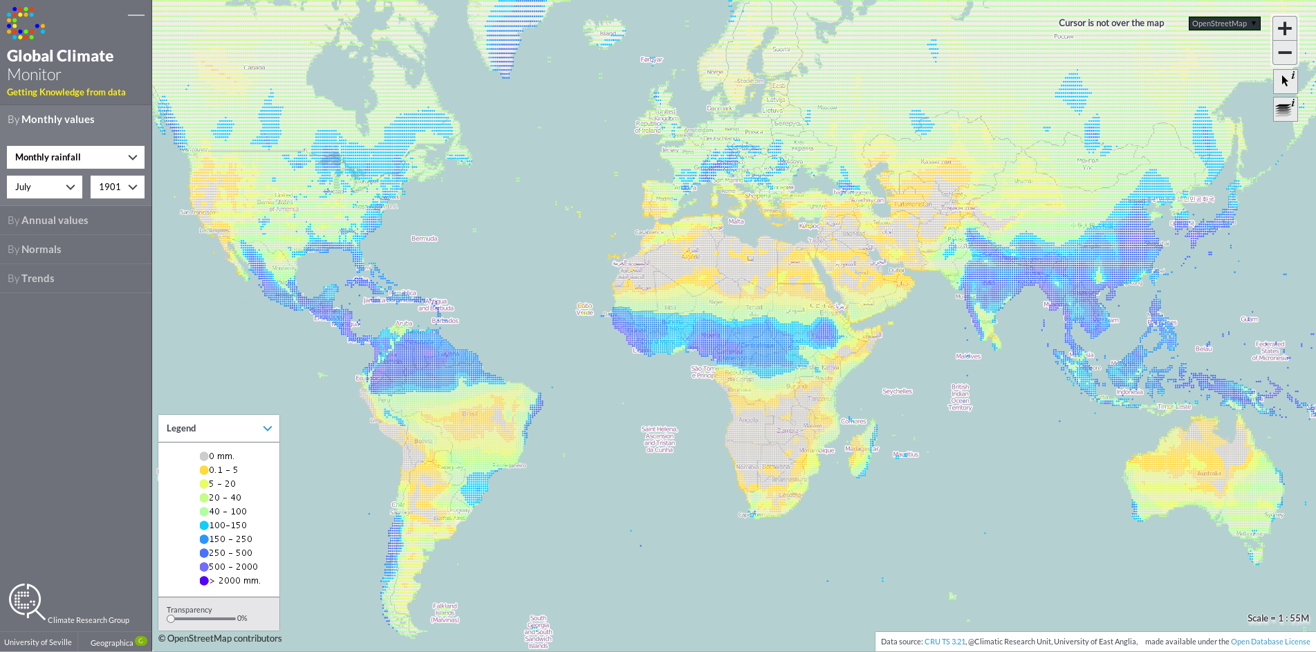 Global Climate Monitor - Precipitaciones mensuales: Julio 1901